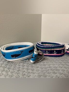 Nautical Anchor & Whale Themed Canvas Belts Adult Size Small LL Bean